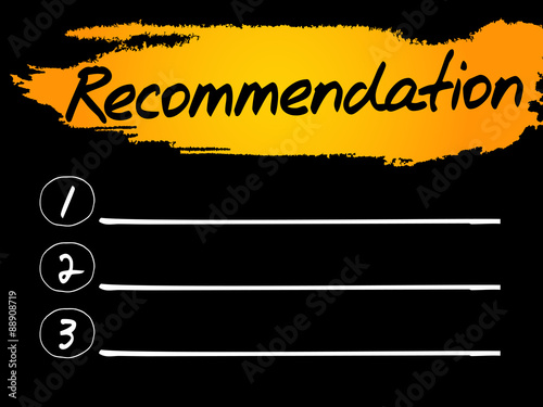 Recommendation Blank List, vector concept background