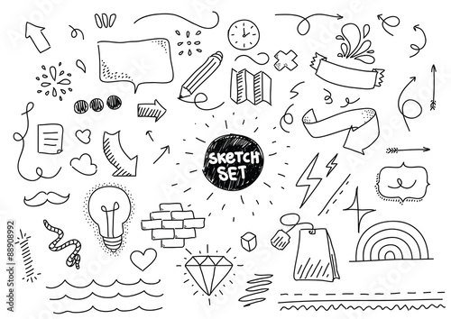 Sketch set. Hand drawn elements.