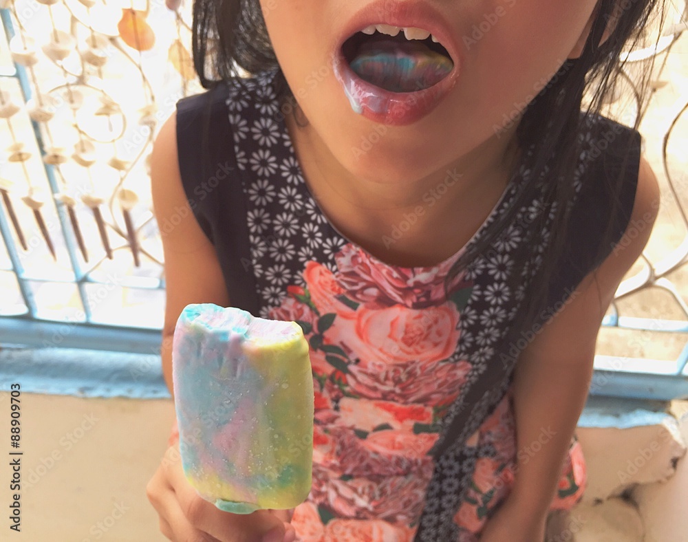 ice cream in mouth Stock Photo Adobe Stock