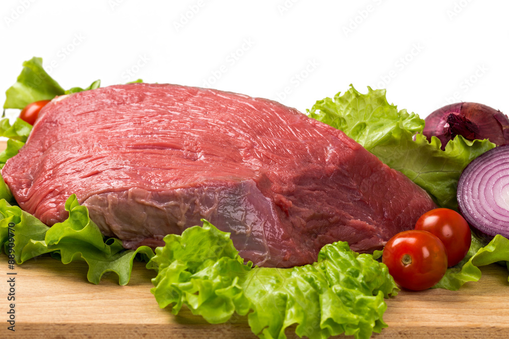 pice of fresh raw meat with vegetables pice of fresh raw meat with vegetables