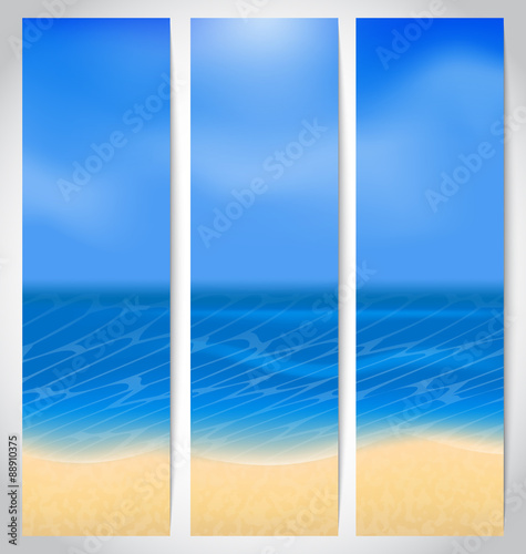 Set cards with summer holiday background