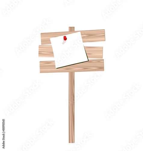 Illustration of wood billboard with attached blank paper