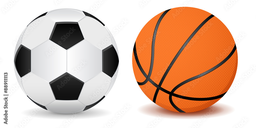 Basketball ball and soccer ball Basketball ball and soccer ball