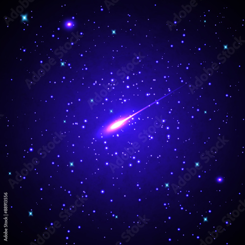 The flying comet in space