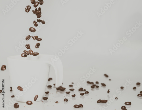 Coffee beans falling