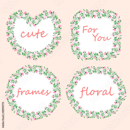 set of 4 floral borders. Vector colorful template