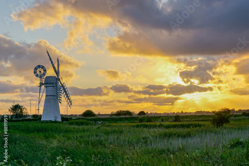 Thurne Drainage Pump in Norfolk at Sunset
