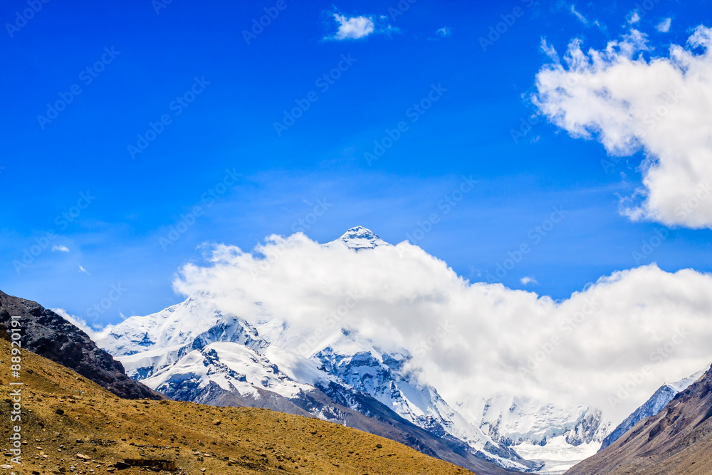 Mountain with blue sky in Tibet