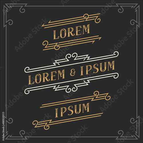 The set of elegant vintage emblems and logos templates. Graceful retro business sign, identity, label. Stock vector.
