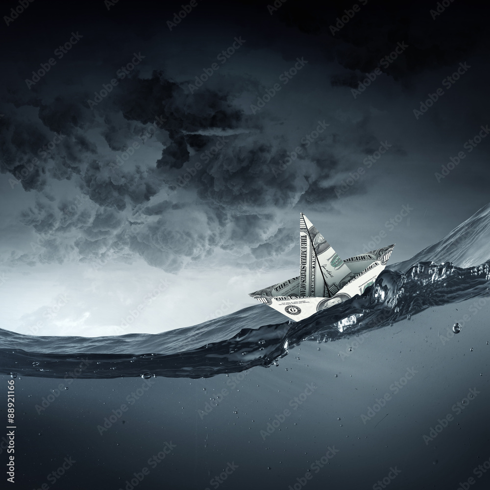 Obraz premium Dollar ship in water