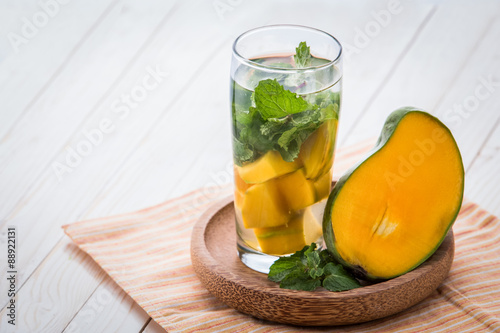 infused water mix of mango and mint leaf