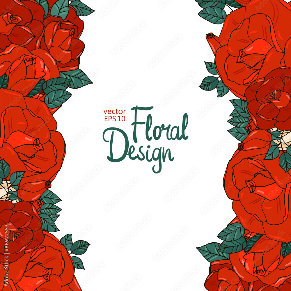 Fototapeta premium Vintage border with roses