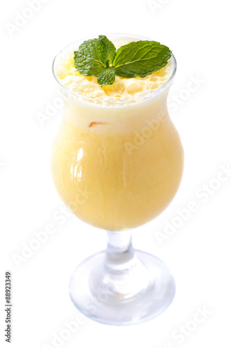 a glass of indian mango lassi