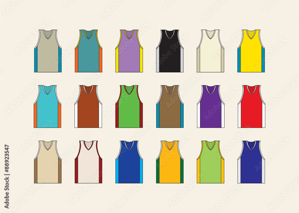 Fototapeta premium Basketball jersey set. Set of 18 basketball jerseys.Vector illustration