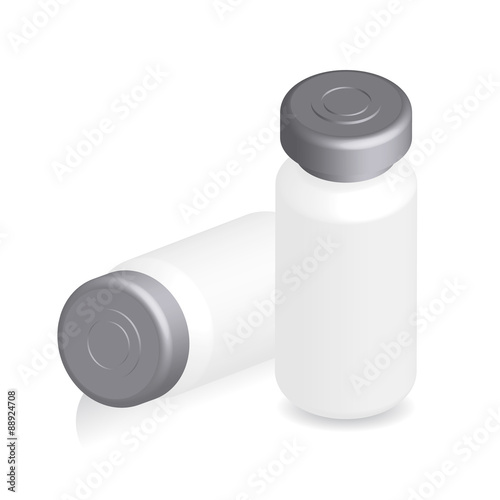 Illustration of ampules, bottles, vials isolated on white backgr