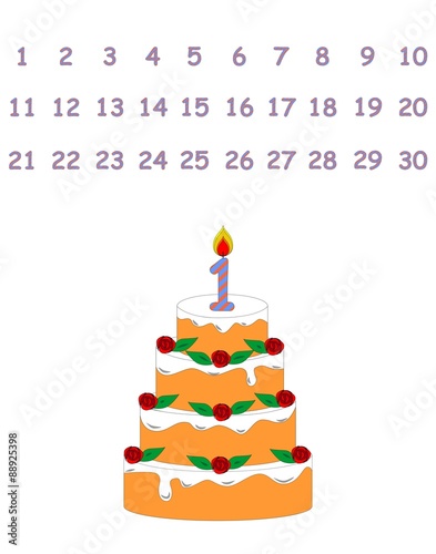 illustration dedicated to the birthday and the birthday cake.