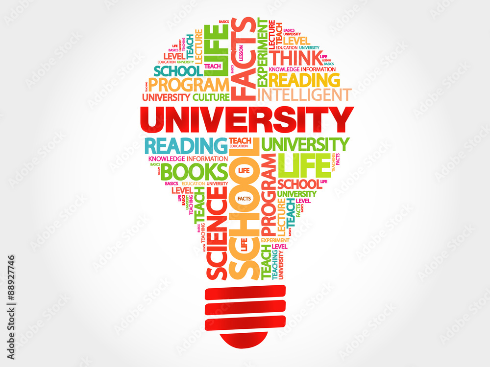 UNIVERSITY bulb word cloud, business concept UNIVERSITY bulb word cloud, business concept