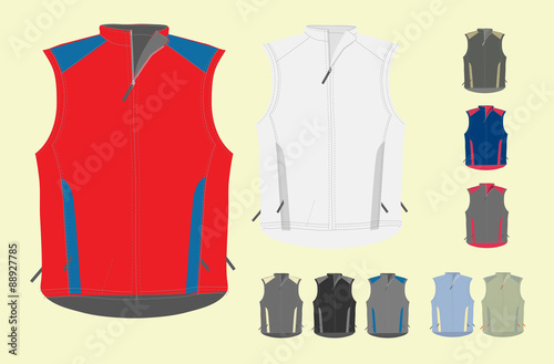 Outerwear set design, sporty vest. Vector