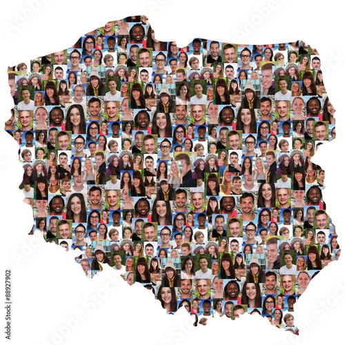 Polen Karte Menschen junge Leute Gruppe Integration multikulture photo