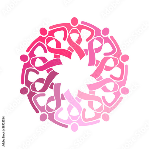 Women ribbon pink  people logo