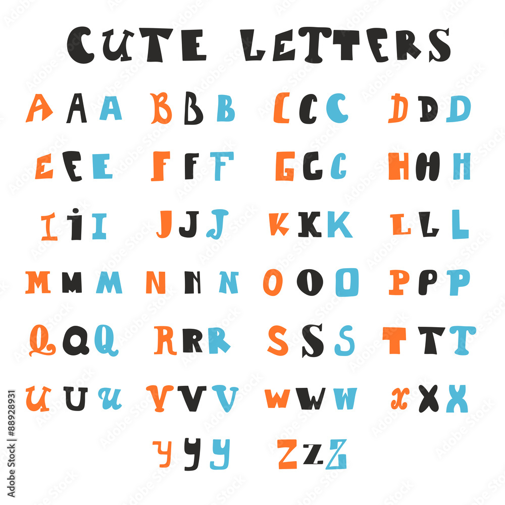 Fototapeta premium Funny alphabet letters. Hand drawn fonts