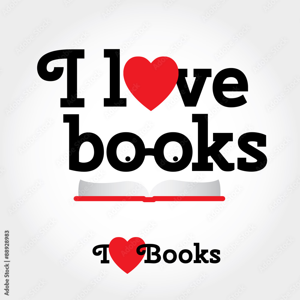Sign with books and hearts about love to read. Sign with books and hearts about love to read.