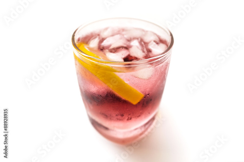 Cold refreshing berry drink with ice