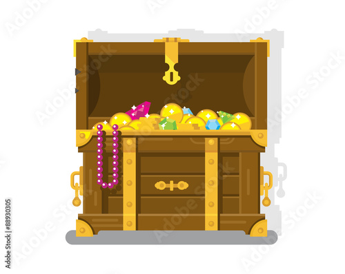 Treasure chest with gold coins