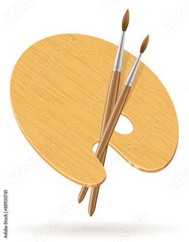palette for paints and brush vector illustration