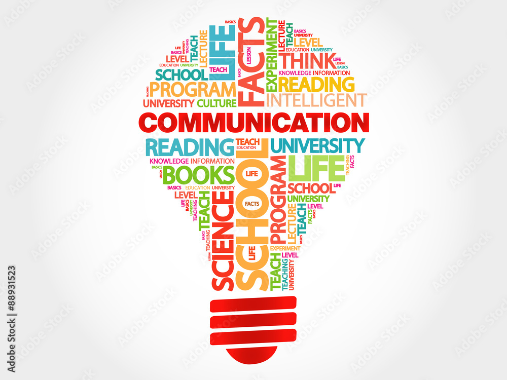 COMMUNICATION bulb word cloud, business concept COMMUNICATION bulb word cloud, business concept