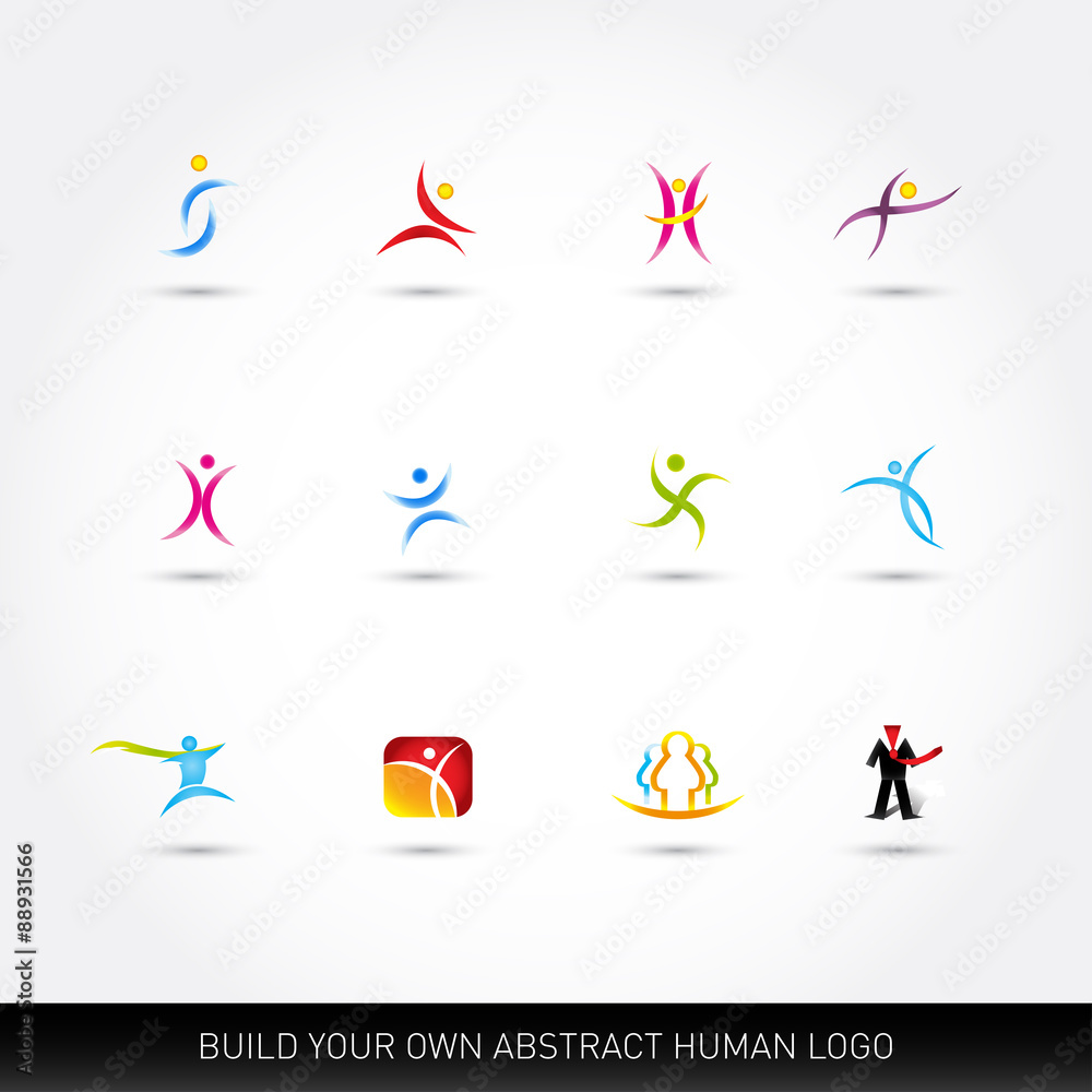 Abstract vector human figures vector set, logo templates, logo design elements.