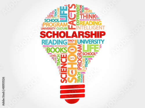 Scholarship bulb word cloud, business concept