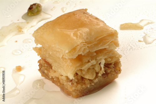 baklava sweet made with honey and pistachio nuts