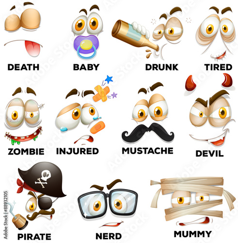 Facial expression with wording