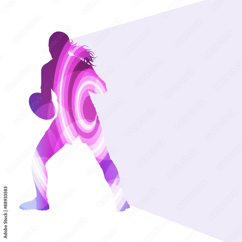 Rugby woman player silhouette vector background colorful concept