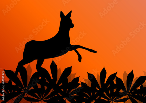 Deer doe in grass field vector background