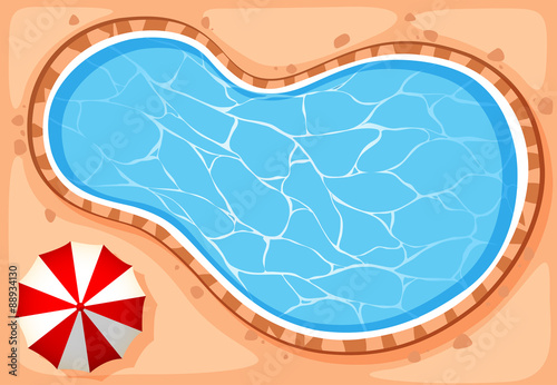 Swimming pool and umbrella