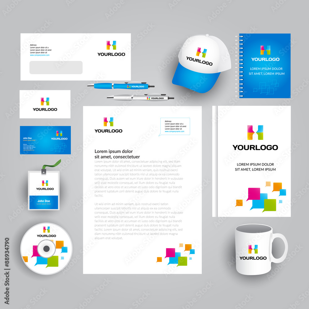 Corporate identity template with colorful logo. Stationery template ...
