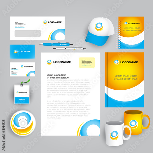 Abstract corporate identity template with logo. Stationery template. Vector company style for brandbook and guideline. Documentation for business. Programming, software,  it, design and other services