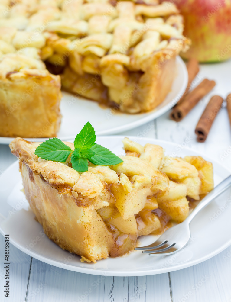 Homemade delicious apple pie with lattice pattern Homemade delicious apple pie with lattice pattern
