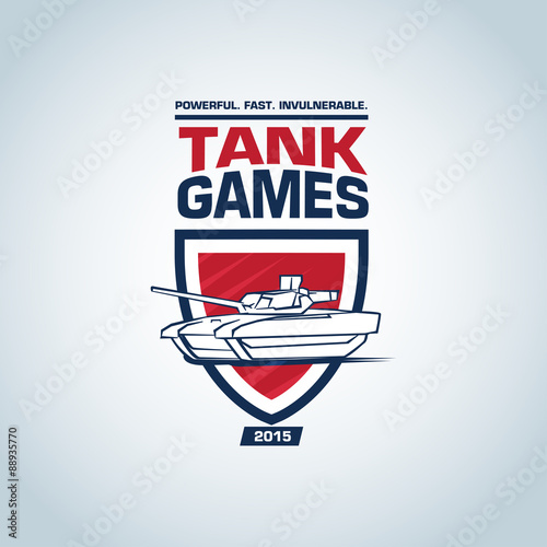 Tank logo template. Tank logotype template design, vector illustration. Badge logo, military  t-shirt graphic design.