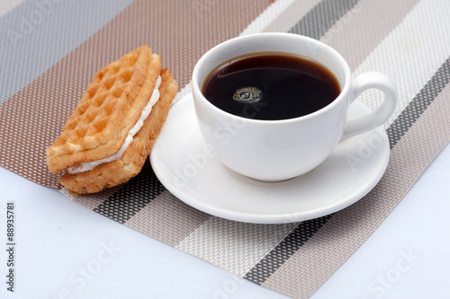 Waffle and a Cup of hot coffee