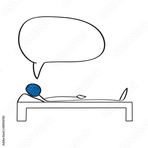 Schlafendes Strichmännchen mit leerer Sprechblase - Illustration