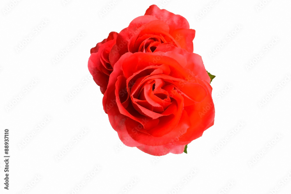 Artificial red roses isolated on white background Artificial red roses isolated on white background