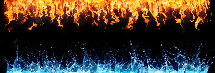 fire and water on black - opposite energy