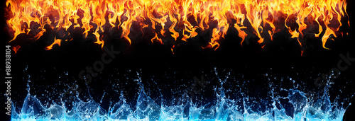 Fotografia Ogień i woda na czarno - energia przeciwna