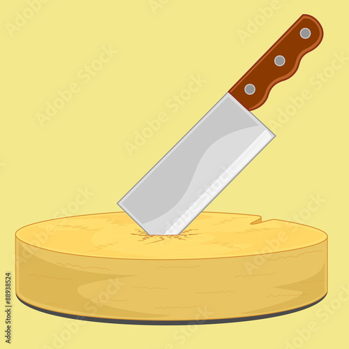 chopping knife stab on chopping board