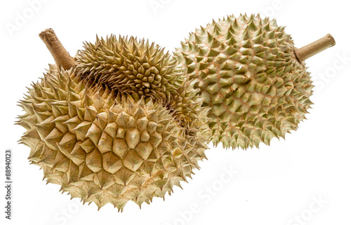 King of fruits  durian on white background