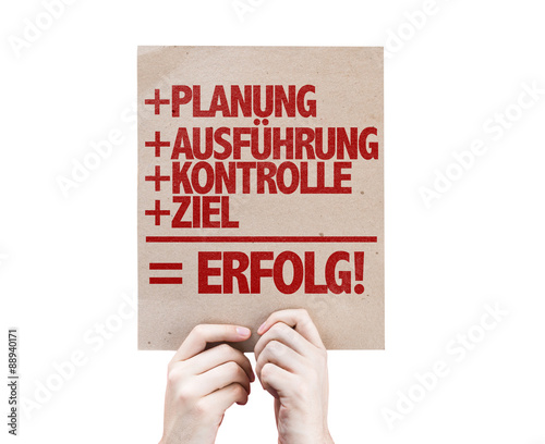 Planning + Execution + Control + Target = Success (in German)