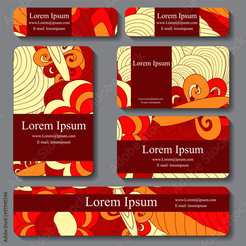 stock vector set of busines card. decorative ornament. doodle de